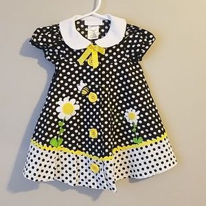 Bumblebee polka dot dress with bloomers